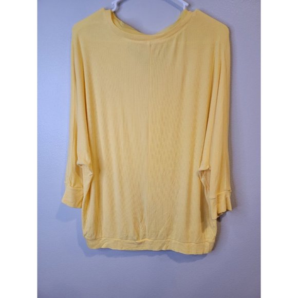 Samantha Brown Size 1X Womens Top Yellow Dolman Sleeve V Neck Knit Shirt - Picture 4 of 5